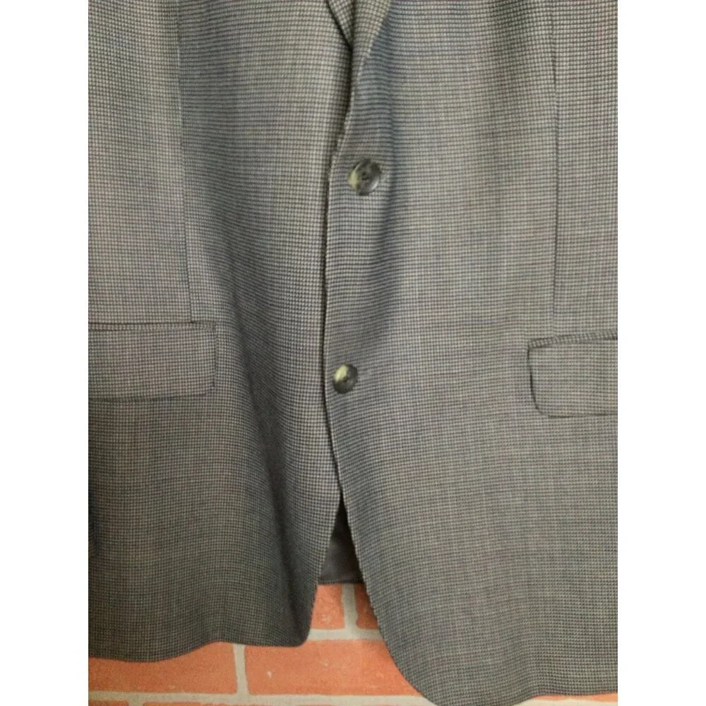 Mens Cremeux Loro Piana Wool Blazer Size 48R Gray Houndstooth Flawed